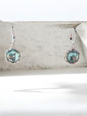 Silver Drop Earrings with Light Aqua Gemstone